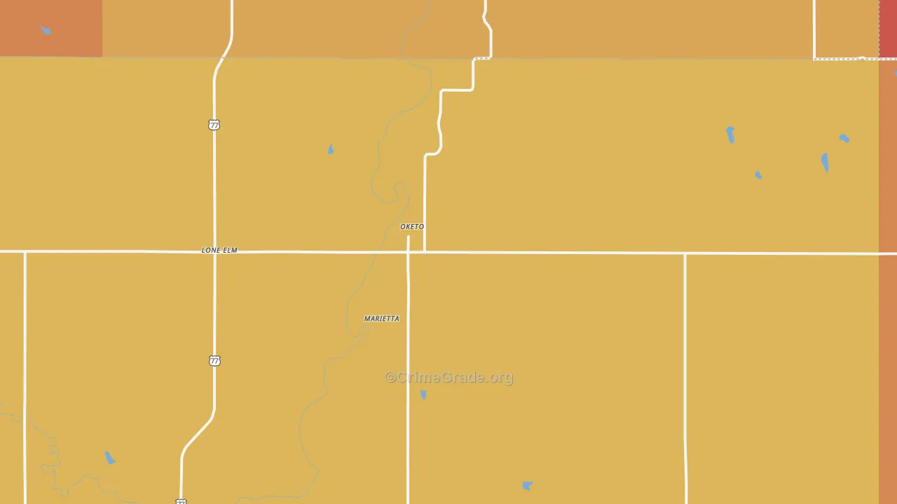 Oketo, KS Map of Robbery Rates