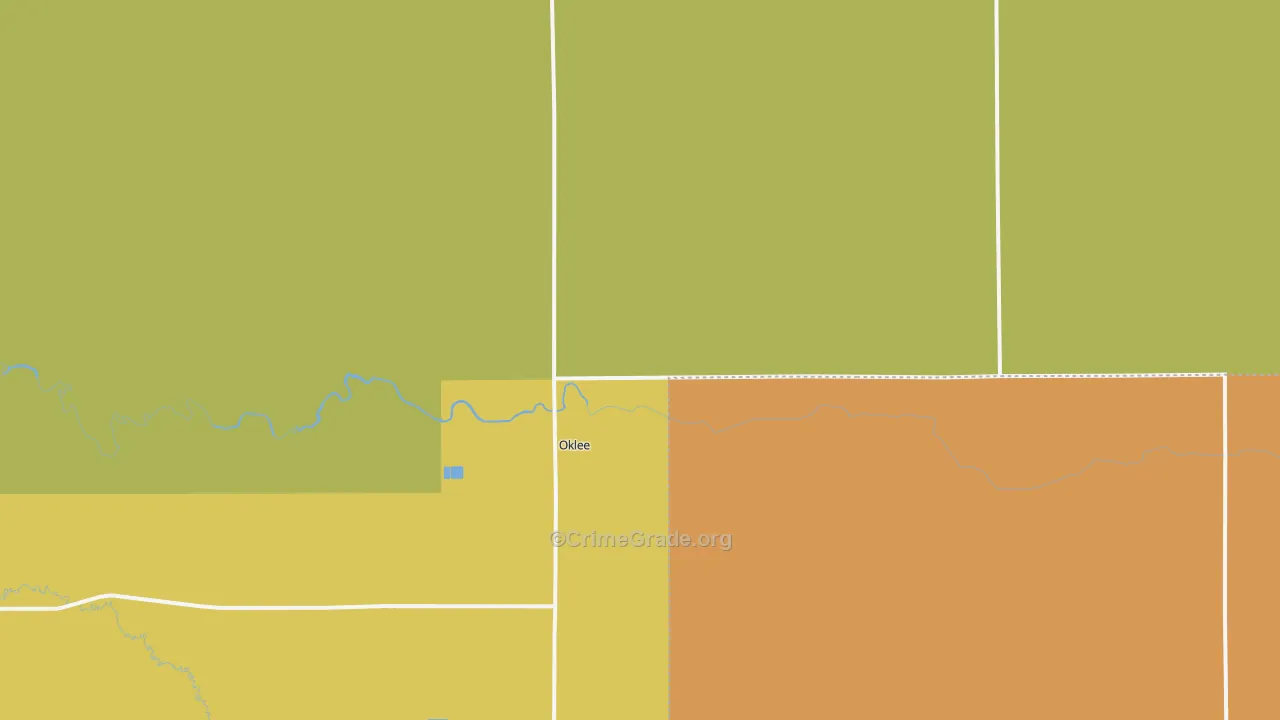Oklee, MN Map of Robbery Rates