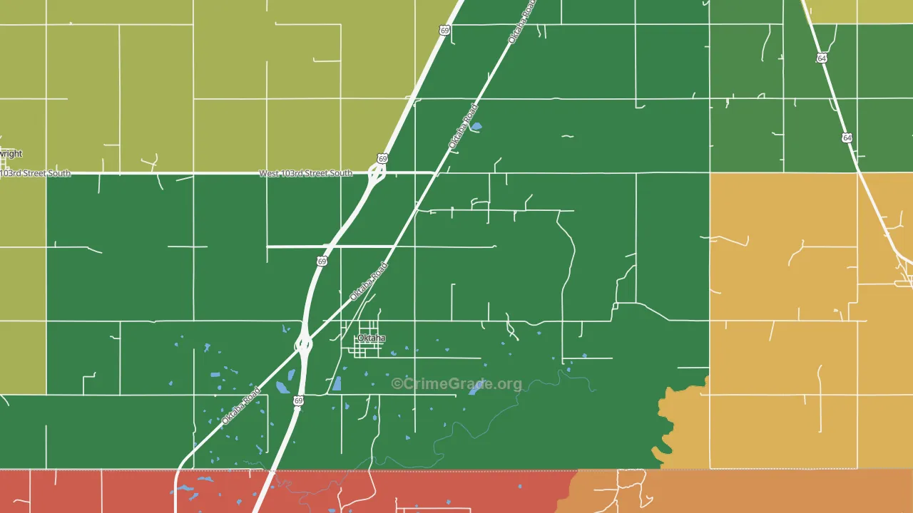 Oktaha, OK Map of Robbery Rates