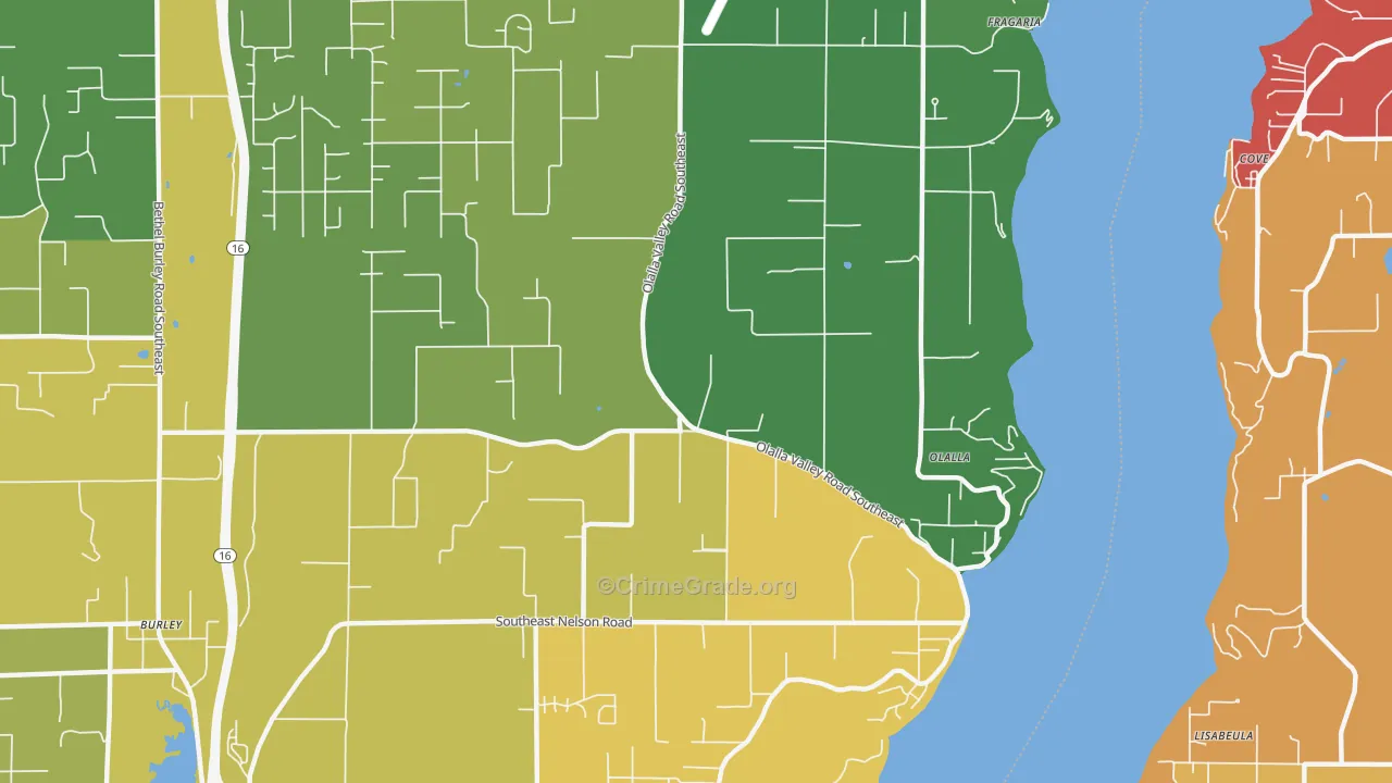 Olalla, WA Map of Robbery Rates