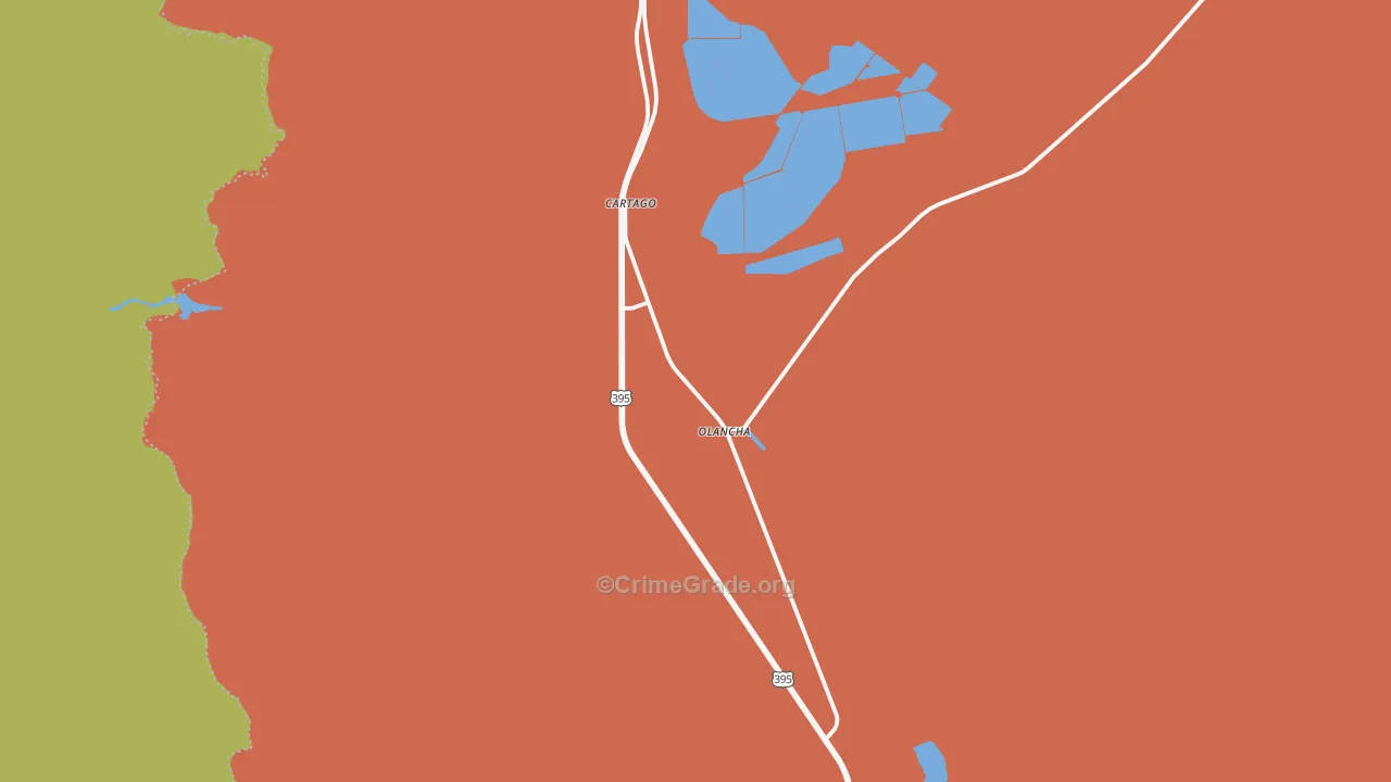 Olancha, CA Map of Robbery Rates