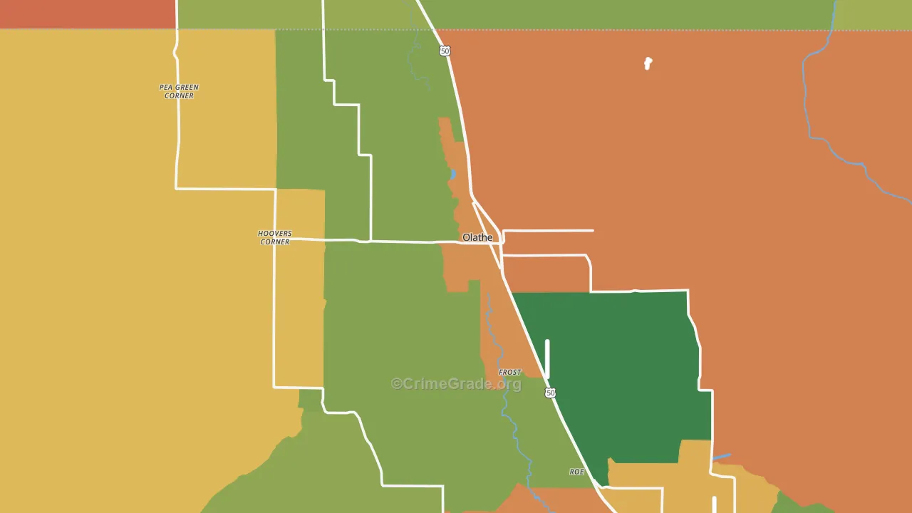 Olathe, CO Map of Robbery Rates