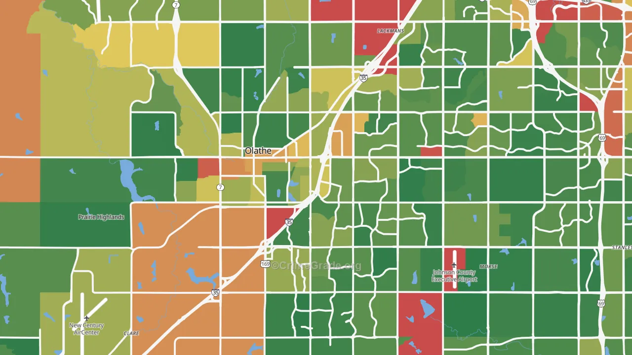 Olathe, KS Map of Robbery Rates