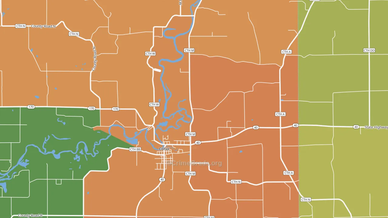 Old Albertville, WI Map of Robbery Rates