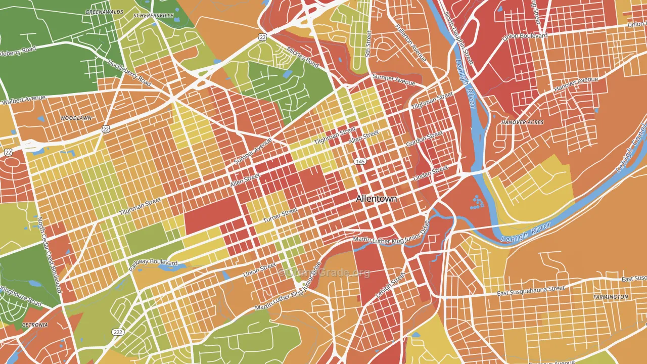 Old Allentown, Allentown, PA Map of Robbery Rates