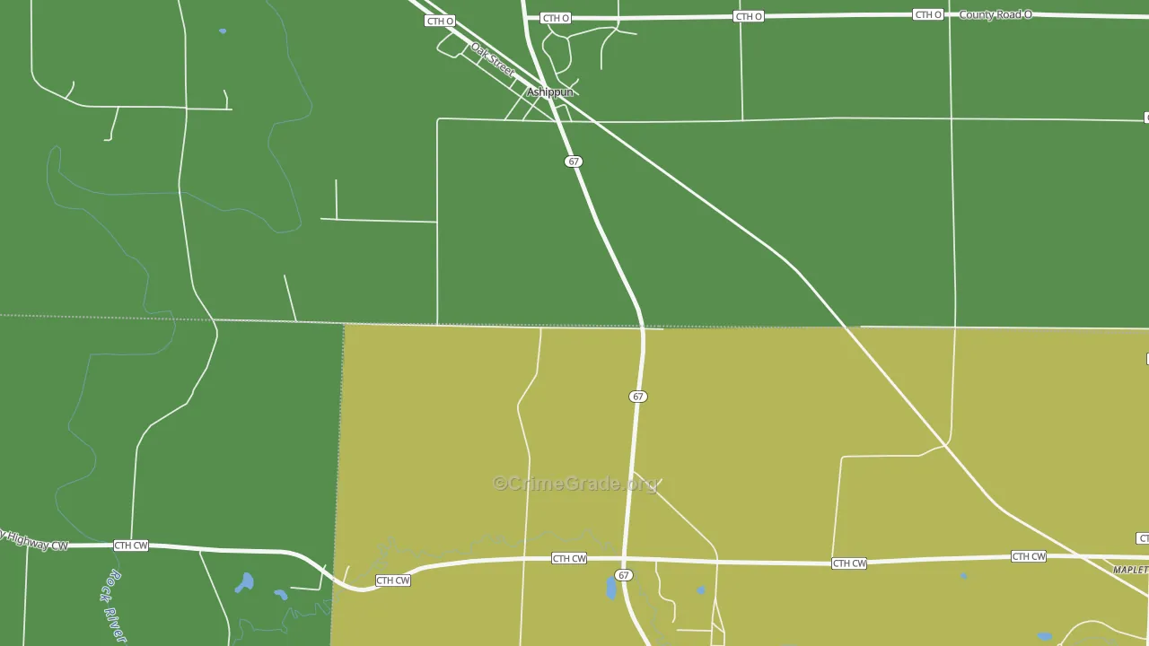 Old Ashippun, WI Map of Robbery Rates