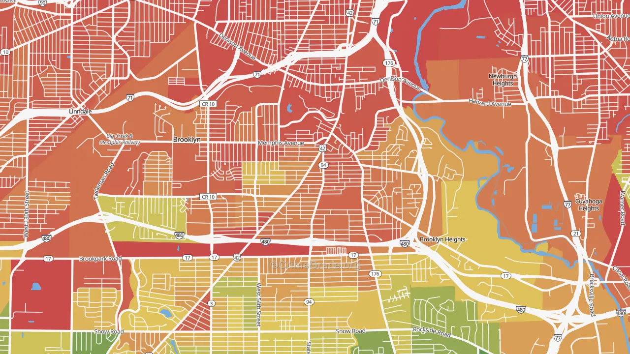Old Brooklyn, Cleveland, OH Map of Robbery Rates