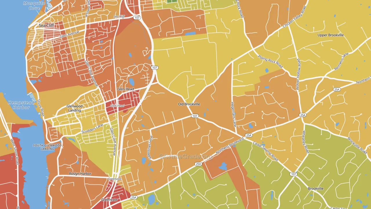 Old Brookville, NY Map of Robbery Rates
