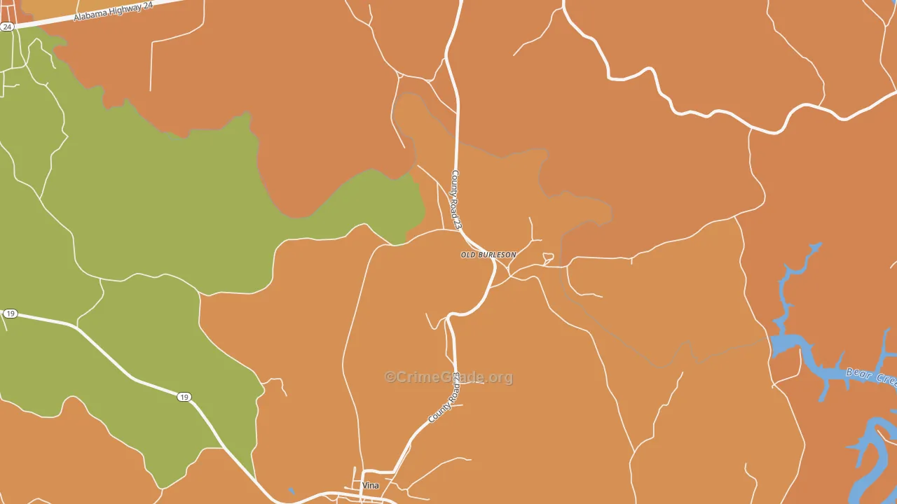Old Burleson, AL Map of Robbery Rates
