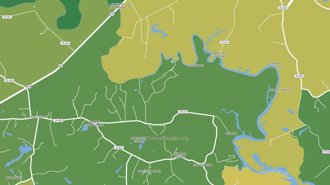 Old Church, VA Map of Robbery Rates
