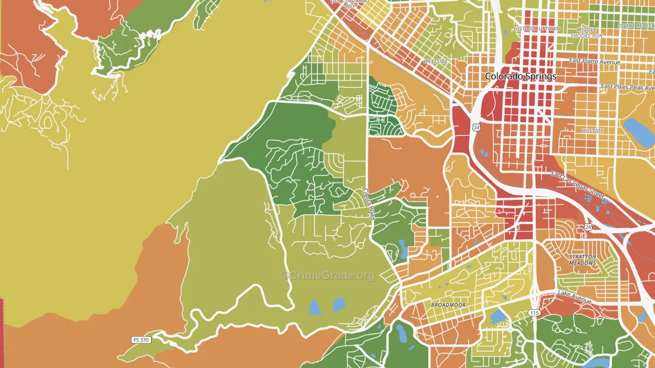 Old Colorado City, Colorado Springs, CO Map of Robbery Rates