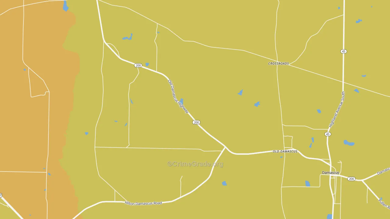 Old Damascus, GA Map of Robbery Rates