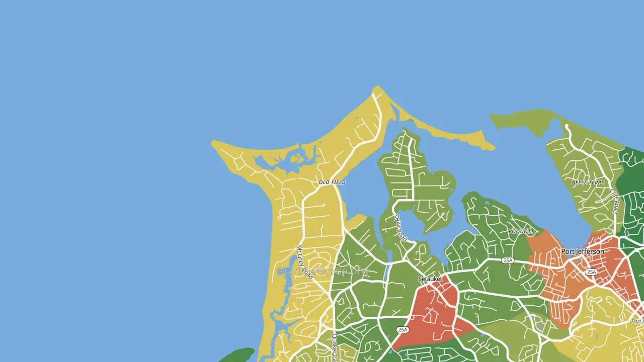 Old Field, NY Map of Robbery Rates