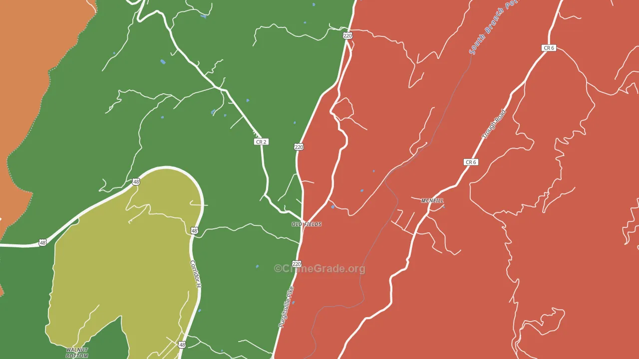 Old Fields, WV Map of Robbery Rates
