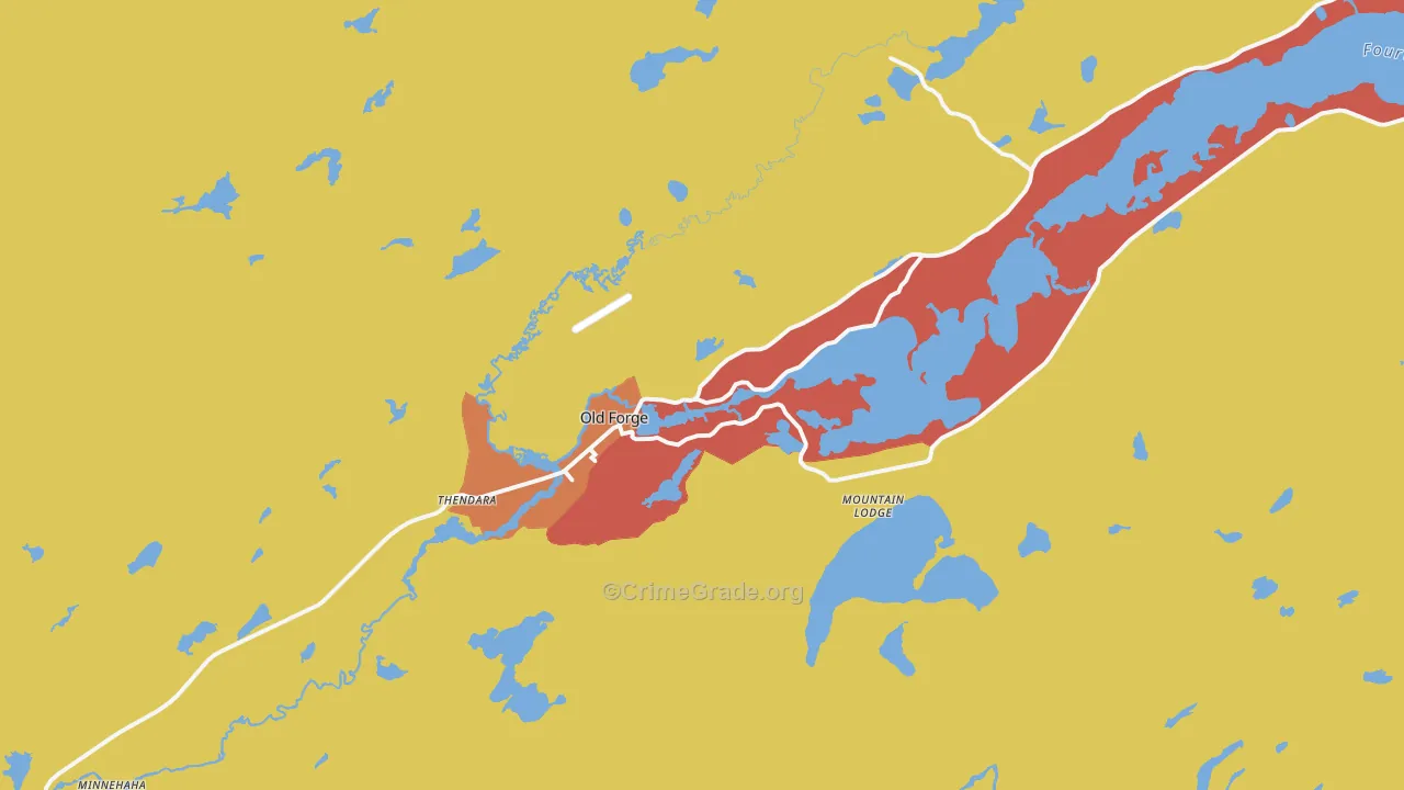 Old Forge, NY Map of Robbery Rates