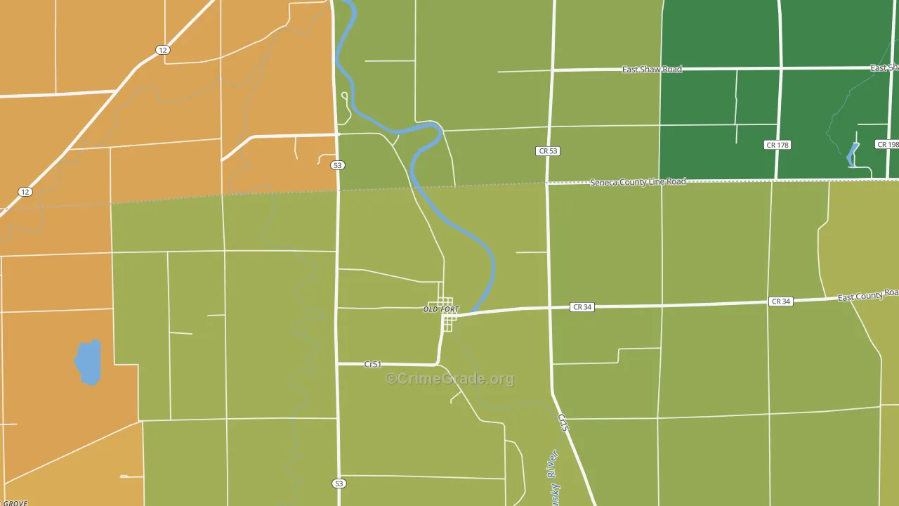 Old Fort, OH Map of Robbery Rates