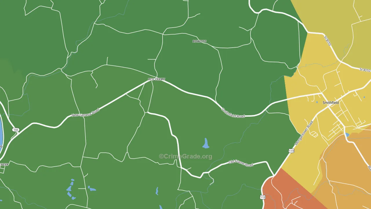 Old Frame, PA Map of Robbery Rates