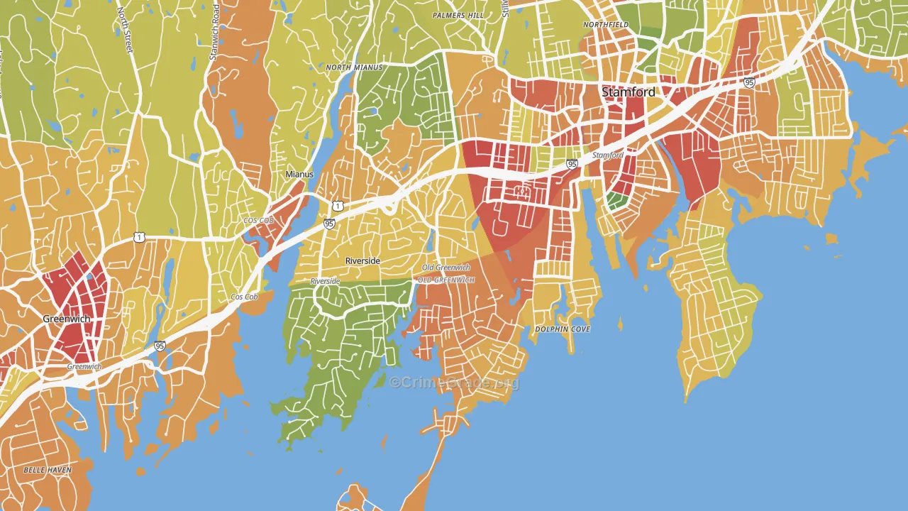Old Greenwich, CT Map of Robbery Rates