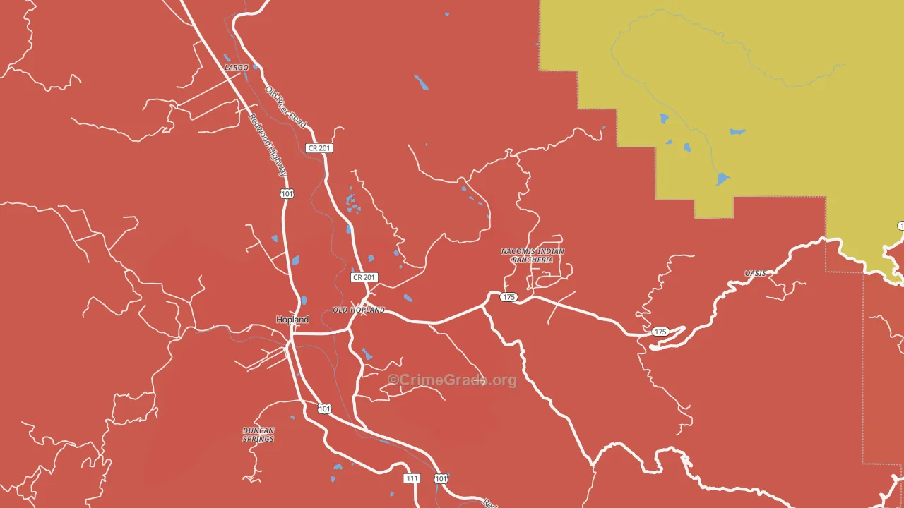Old Hopland, CA Map of Robbery Rates