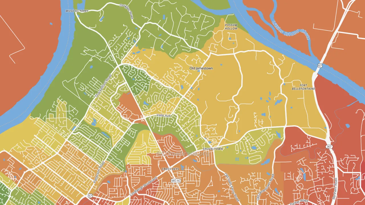 Old Jamestown, MO Map of Robbery Rates