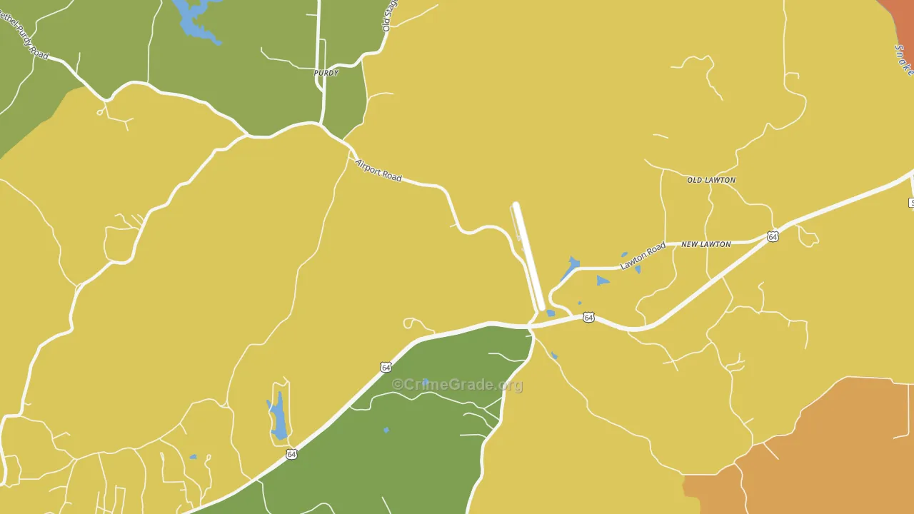 Old Lawton, TN Map of Robbery Rates