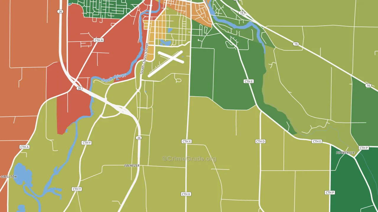 Old Lebanon, WI Map of Robbery Rates