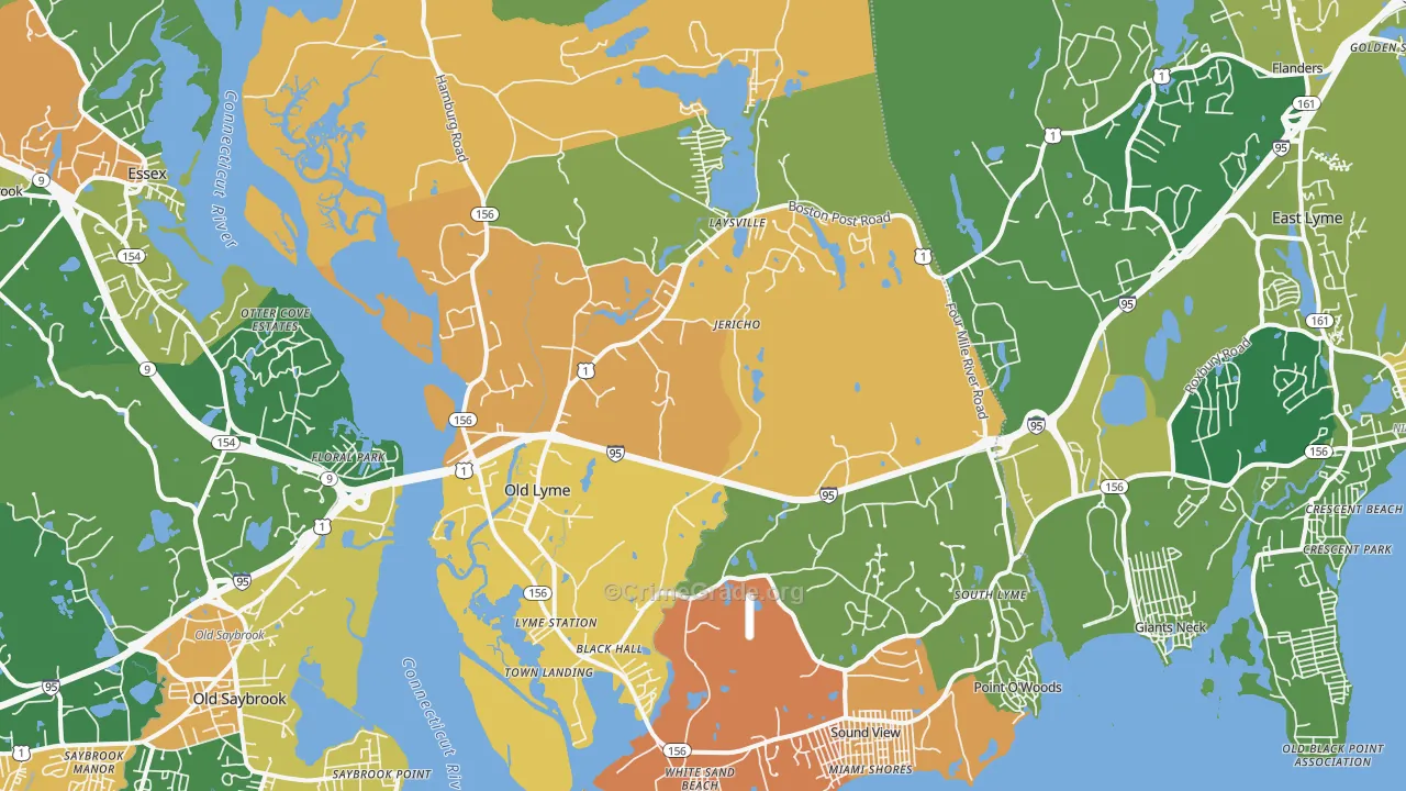 Old Lyme, CT Map of Robbery Rates
