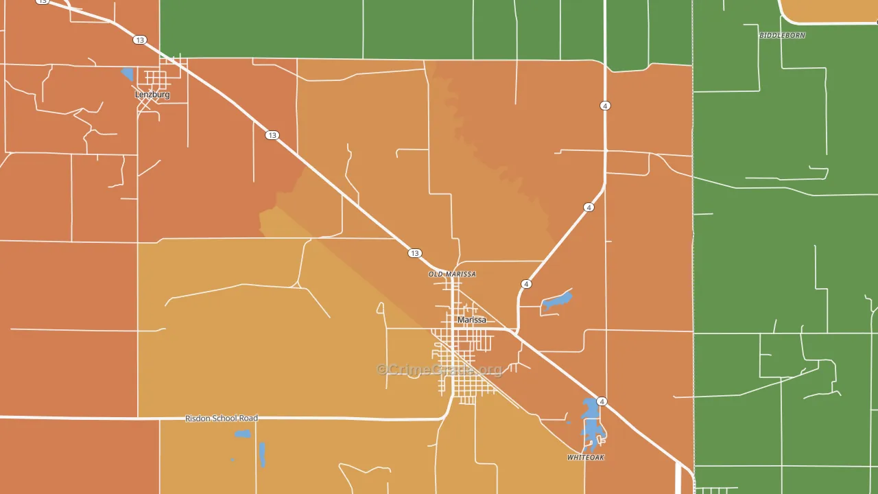 Old Marissa, IL Map of Robbery Rates