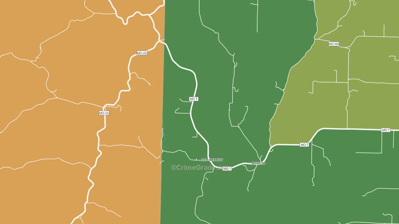 Old Merritt, MO Map of Robbery Rates