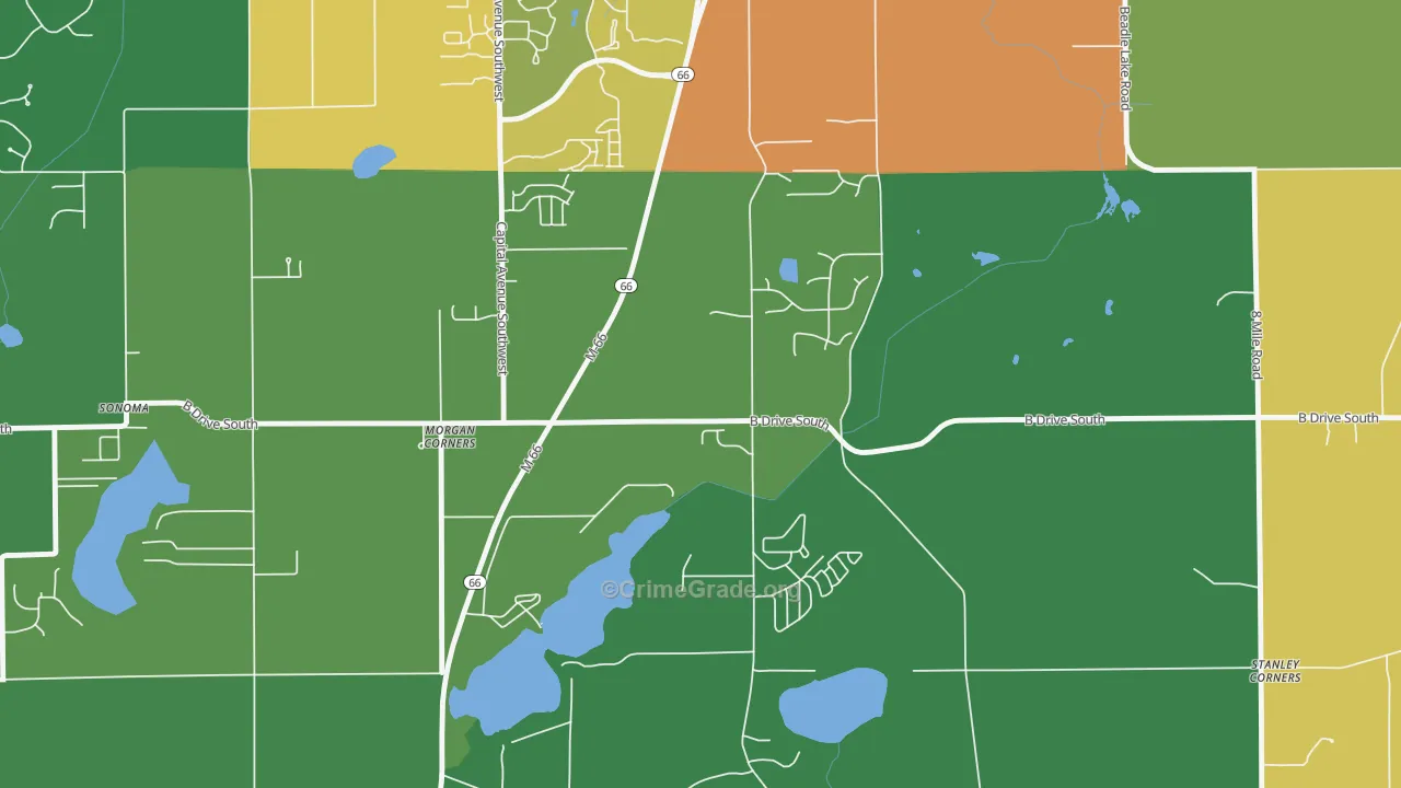 Old Mill Gardens, MI Map of Robbery Rates