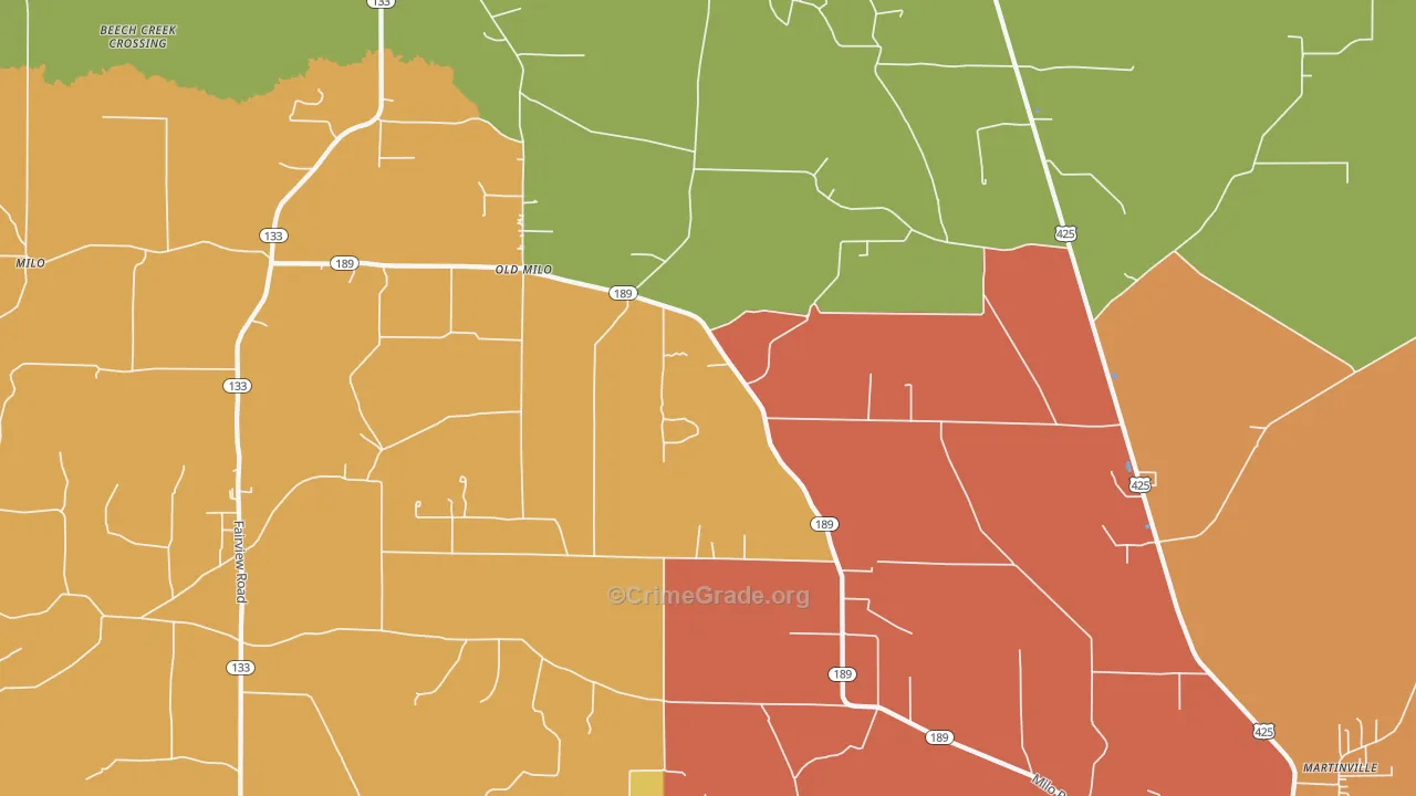 Old Milo, AR Map of Robbery Rates