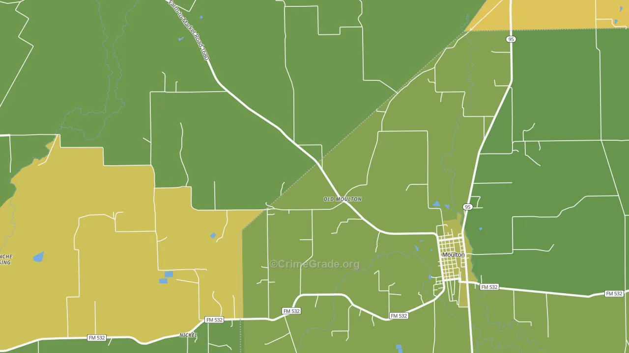 Old Moulton, TX Map of Robbery Rates