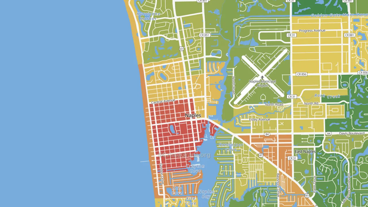Old Naples, Naples, FL Map of Robbery Rates