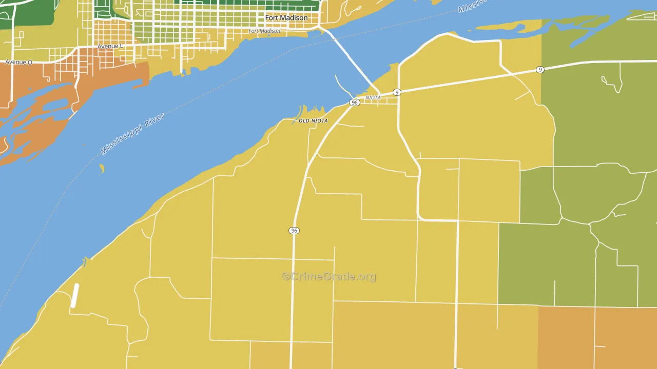 Old Niota, IL Map of Robbery Rates
