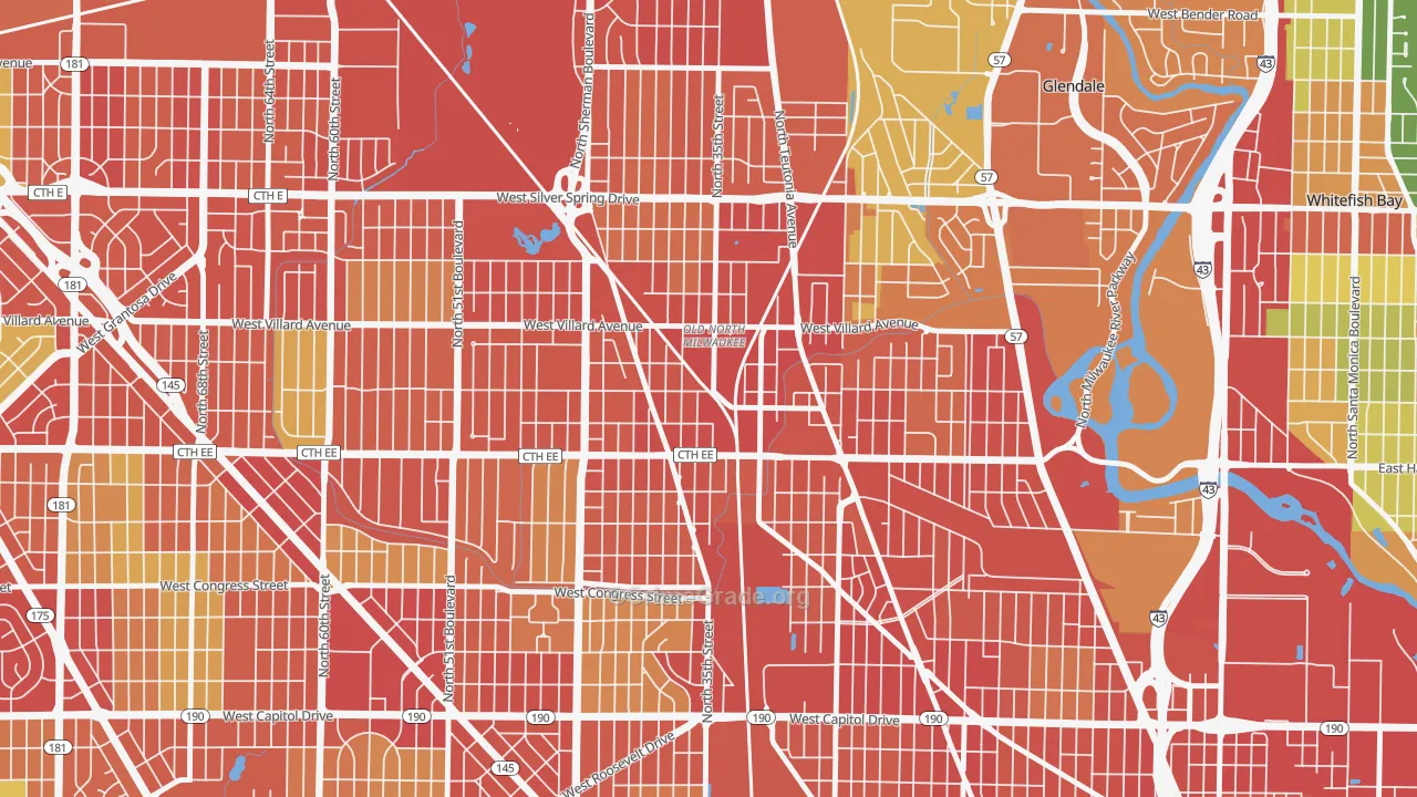 Old North Milwaukee, Milwaukee, WI Map of Robbery Rates