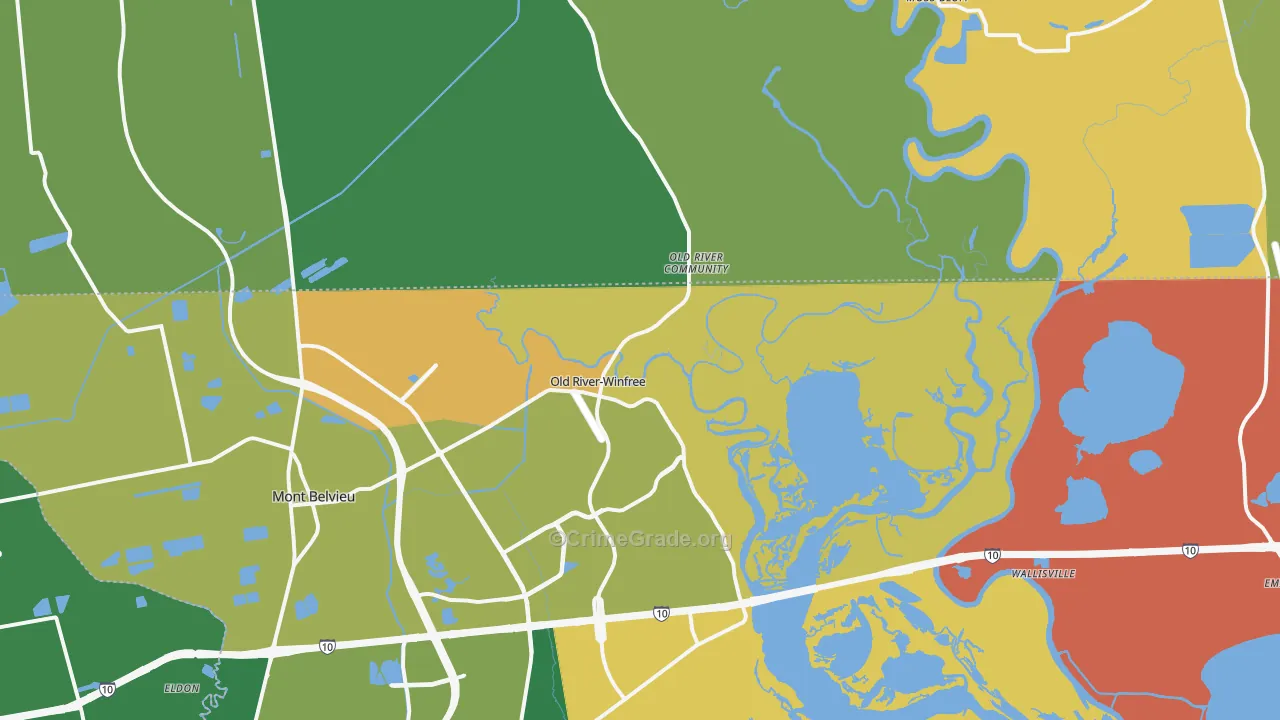 Old River-Winfree, TX Map of Robbery Rates