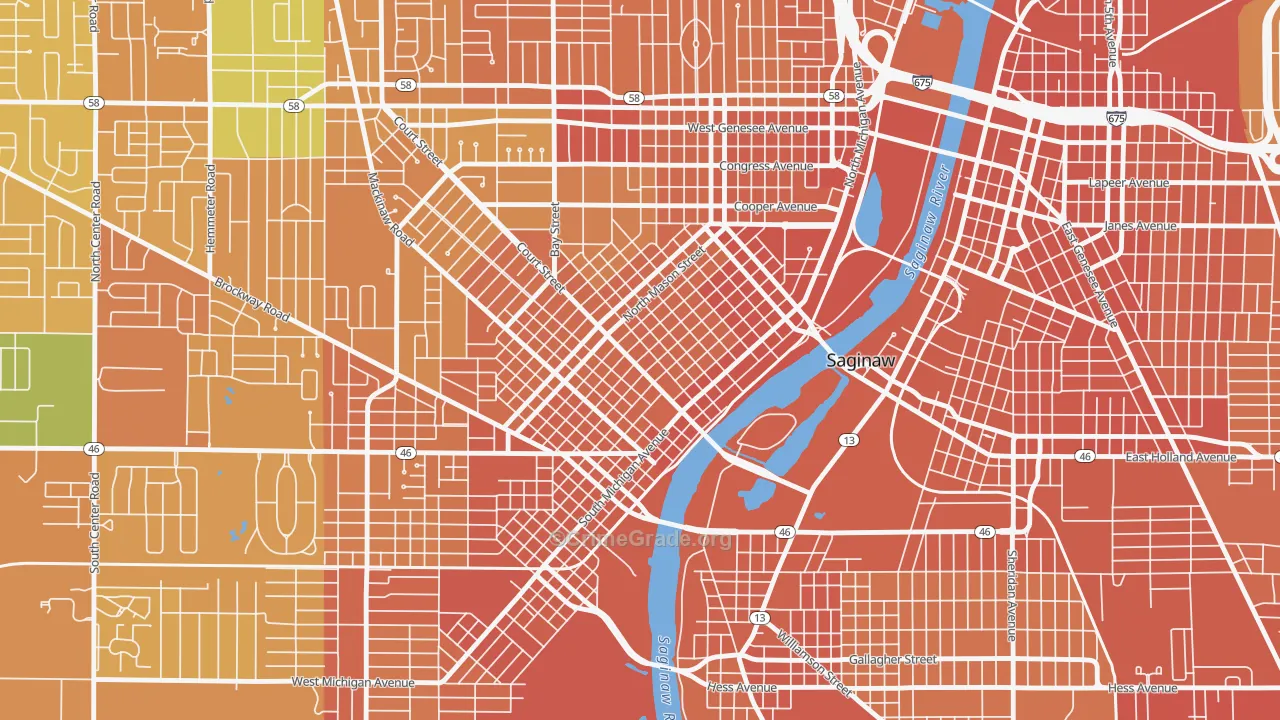 Old Saginaw City, Saginaw, MI Map of Robbery Rates