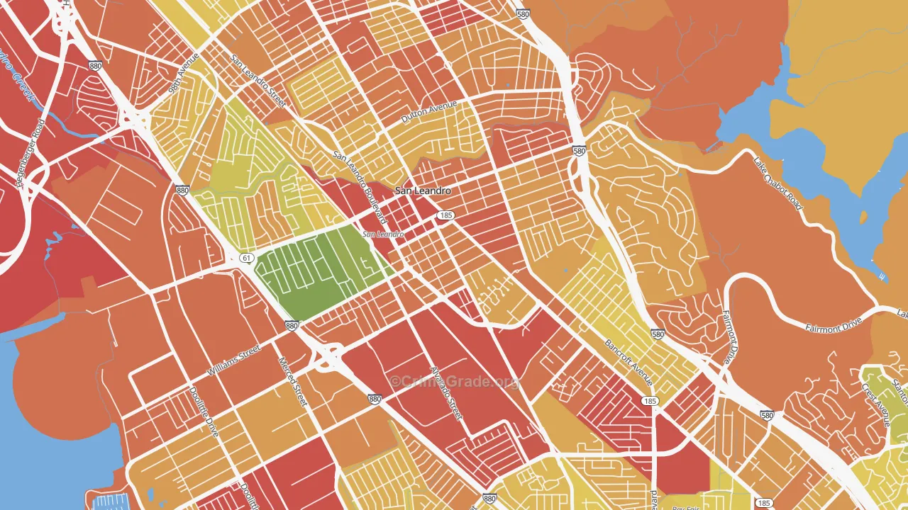 Old San Leandro, San Leandro, CA Map of Robbery Rates