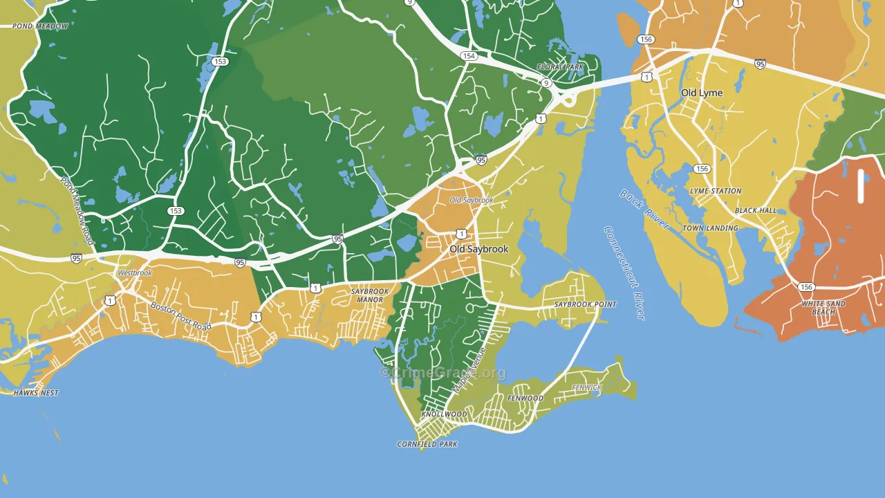 Old Saybrook, CT Map of Robbery Rates