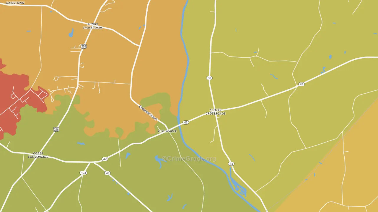 Old Sparta, NC Map of Robbery Rates