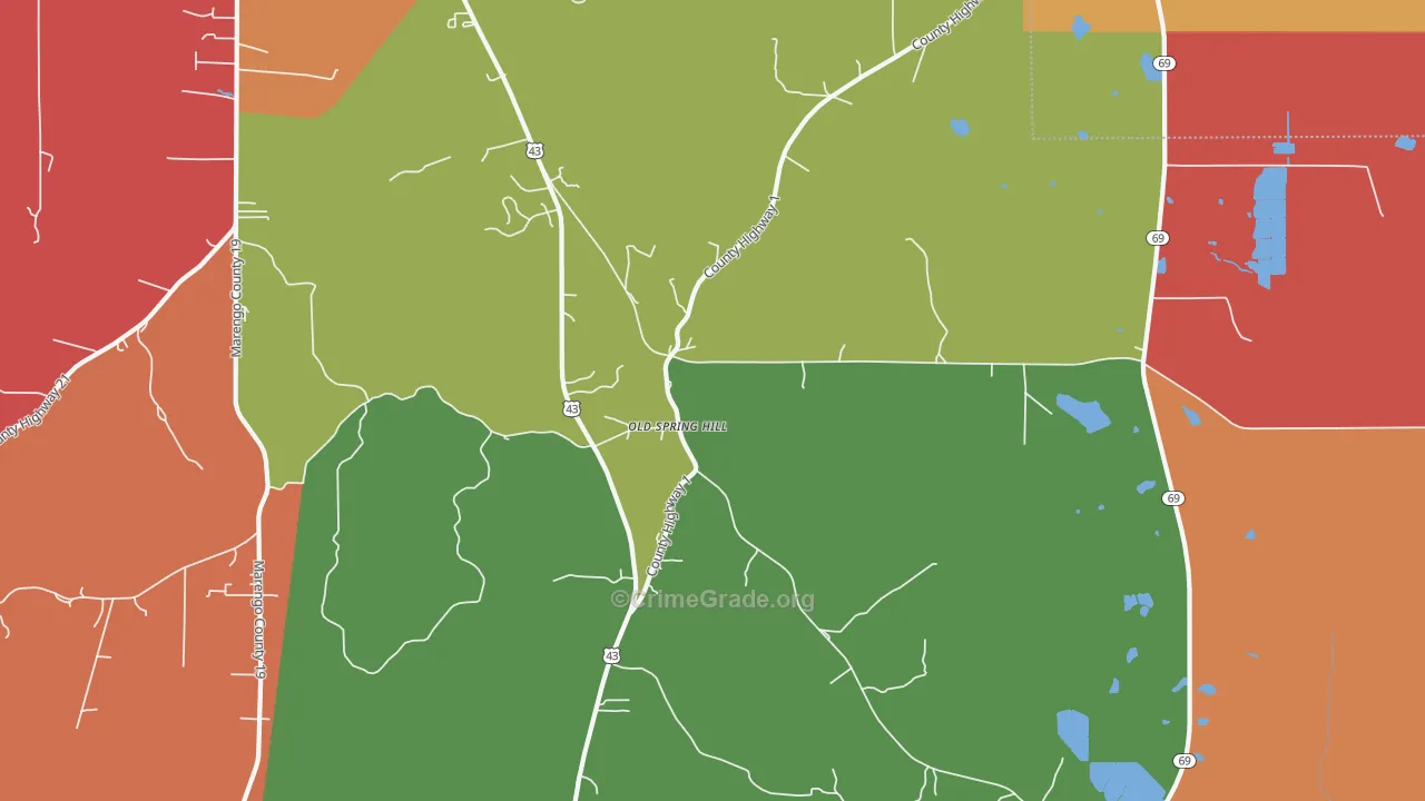 Old Spring Hill, AL Map of Robbery Rates