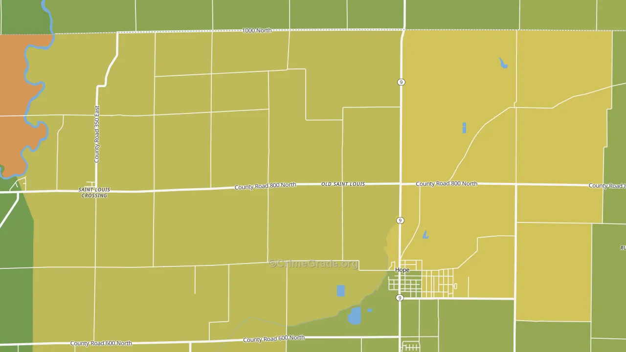 Old St. Louis, IN Map of Robbery Rates