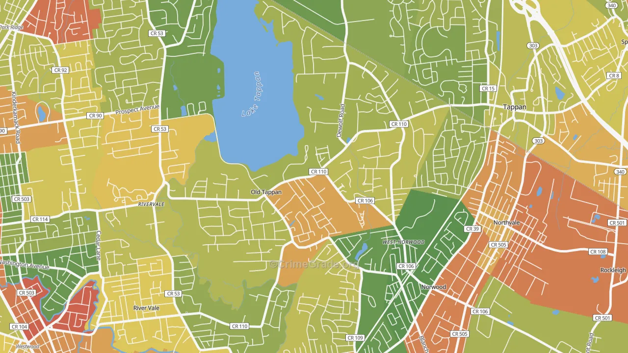 Old Tappan, NJ Map of Robbery Rates