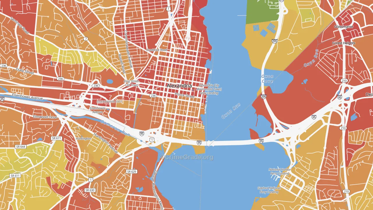 Old Town, Alexandria, VA Map of Robbery Rates