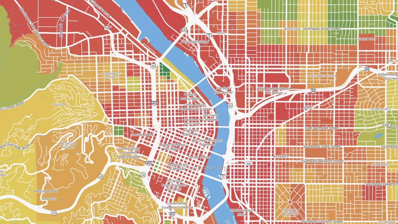 Old Town-Chinatown, Portland, OR Map of Robbery Rates