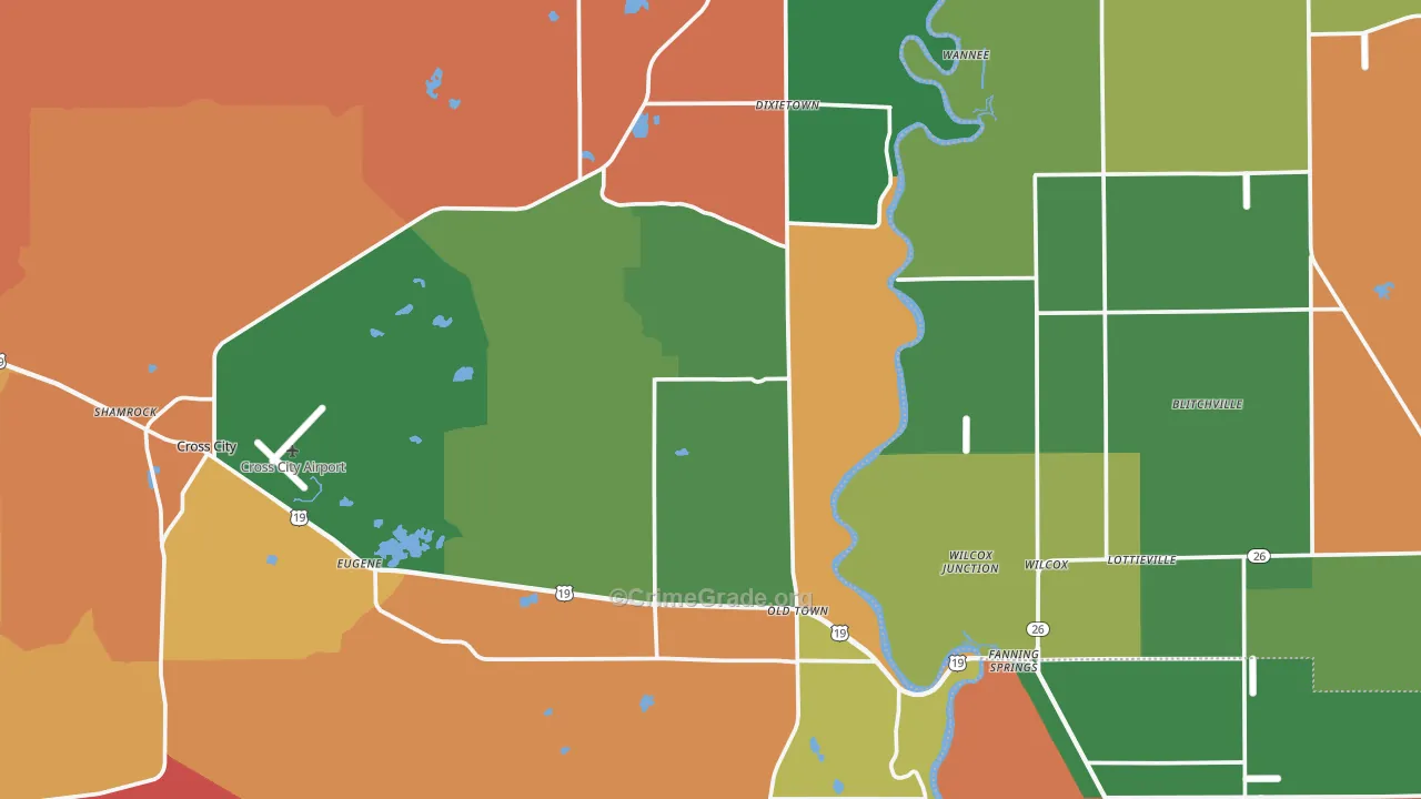 Old Town, FL Map of Robbery Rates