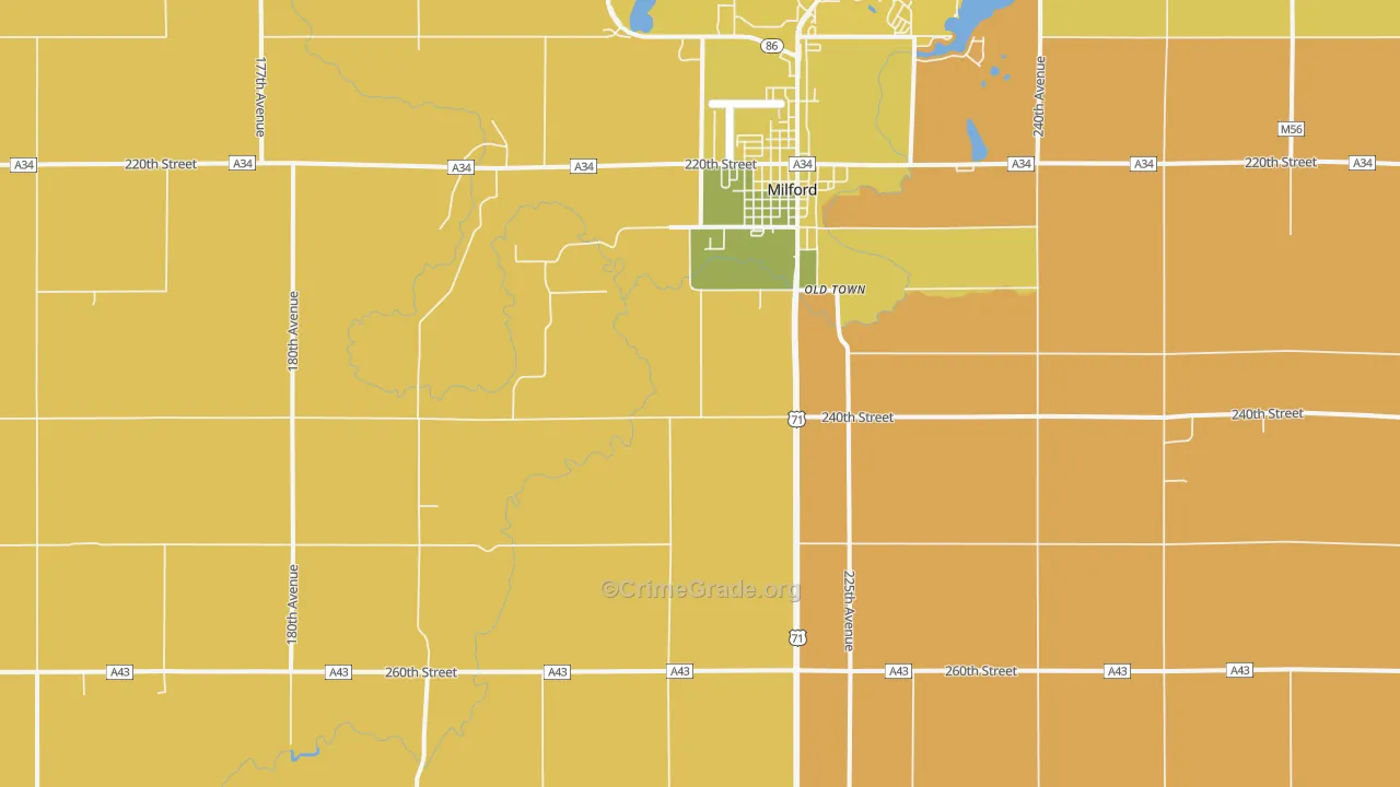 Old Town, IA Map of Robbery Rates
