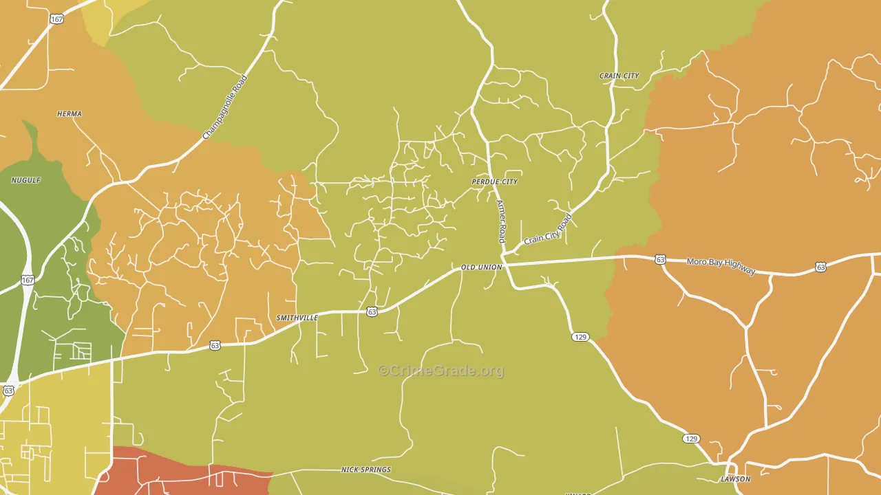 Old Union, AR Map of Robbery Rates