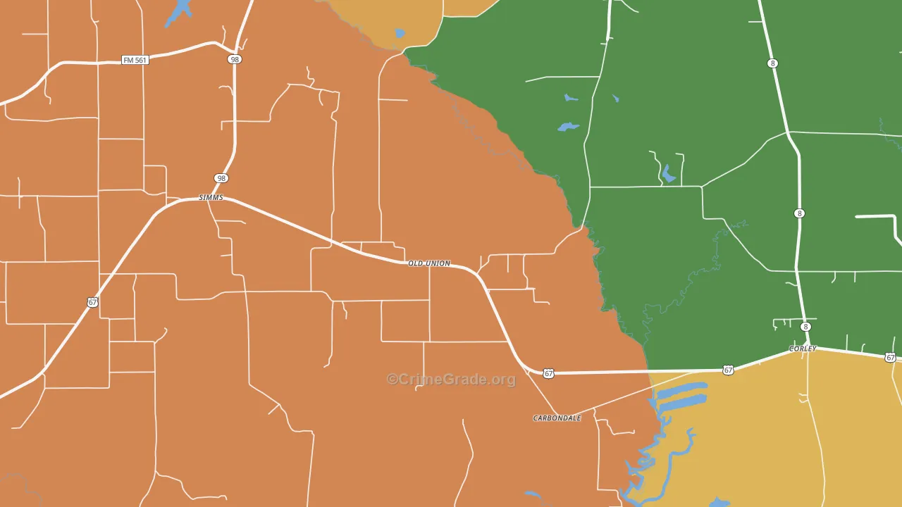 Old Union, TX Map of Robbery Rates