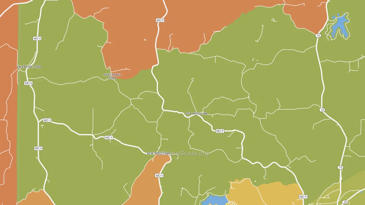 Old Woollam, MO Map of Robbery Rates